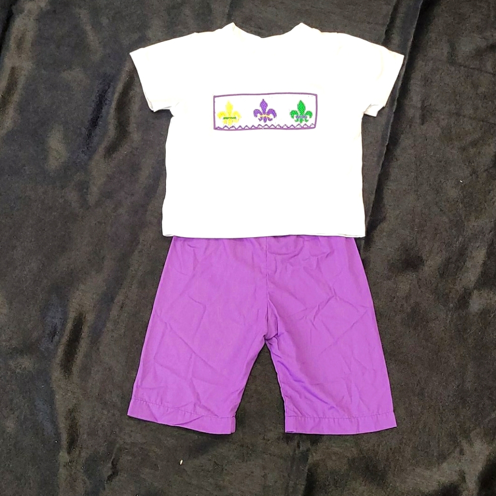 Baby Mardi Gras smocked outfit